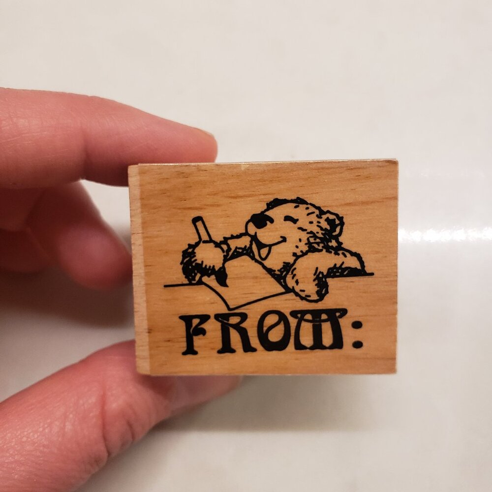 Teddy Bear Writing a Letter From Rubber Stamp WF-006